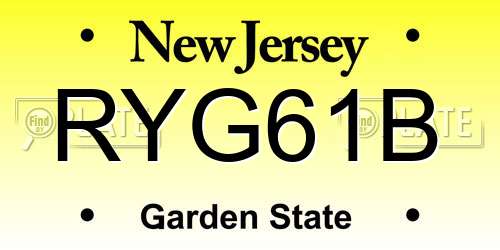 RYG61B New Jersey License Plate