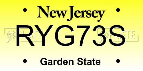 RYG73S New Jersey License Plate