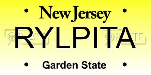 RYLPITA New Jersey License Plate