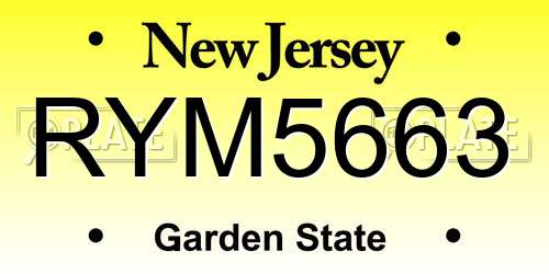 RYM5663 New Jersey License Plate