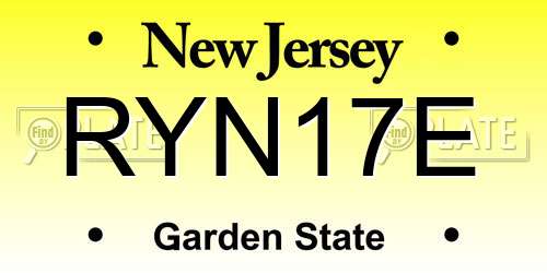 RYN17E New Jersey License Plate