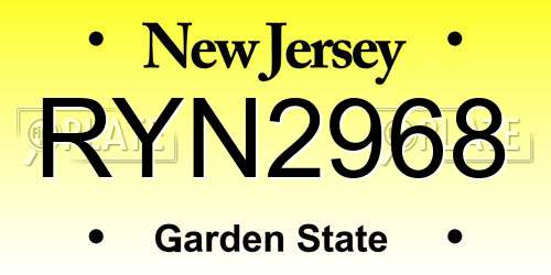 RYN2968 New Jersey License Plate