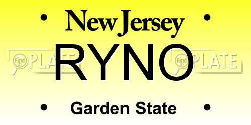 RYNO New Jersey License Plate