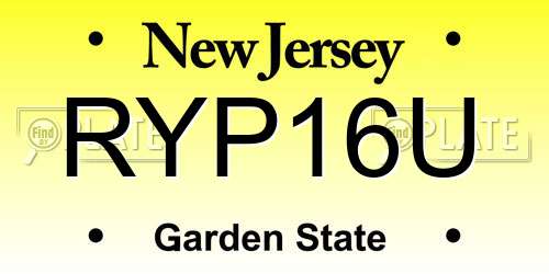 RYP16U New Jersey License Plate