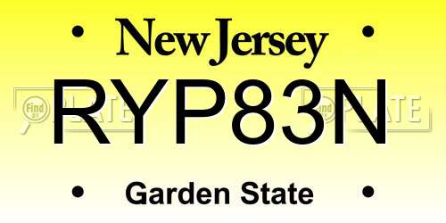RYP83N New Jersey License Plate