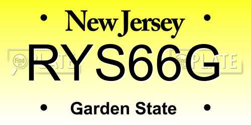 RYS66G New Jersey License Plate