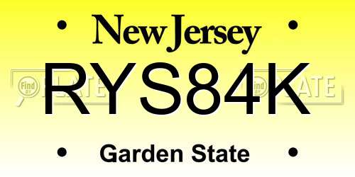 RYS84K New Jersey License Plate