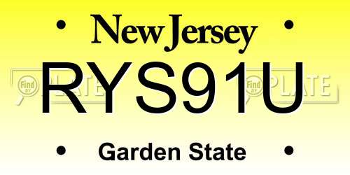 RYS91U New Jersey License Plate