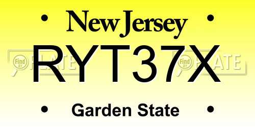 RYT37X New Jersey License Plate