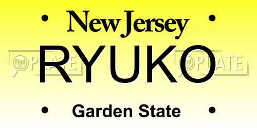 RYUKO New Jersey License Plate