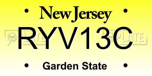 RYV13C New Jersey License Plate