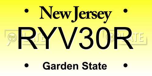 RYV30R New Jersey License Plate