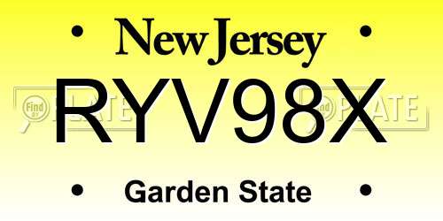 RYV98X New Jersey License Plate