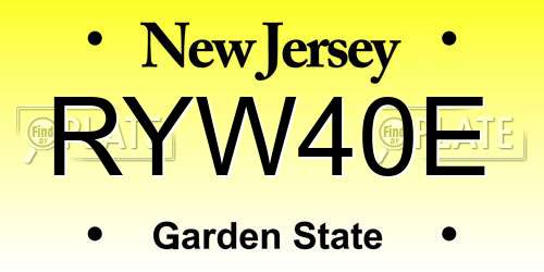 RYW40E New Jersey License Plate