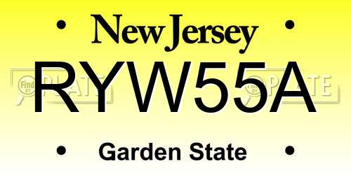 RYW55A New Jersey License Plate