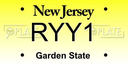 RYY1 New Jersey License Plate