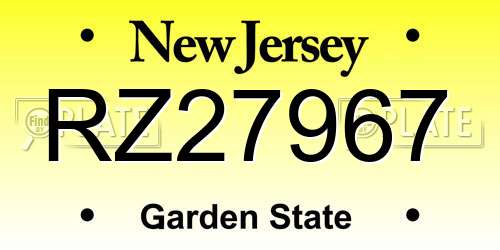 RZ27967 New Jersey License Plate