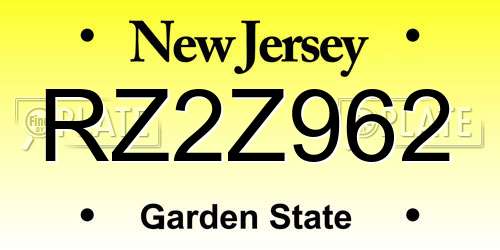 RZ2Z962 New Jersey License Plate