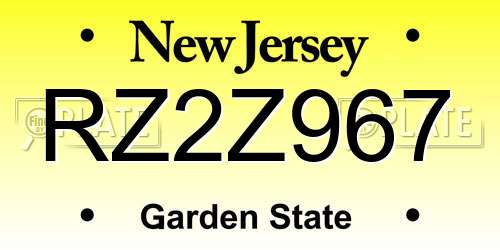 RZ2Z967 New Jersey License Plate