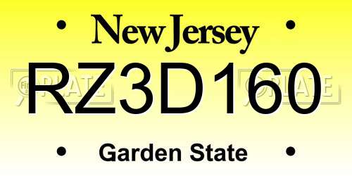 RZ3D160 New Jersey License Plate