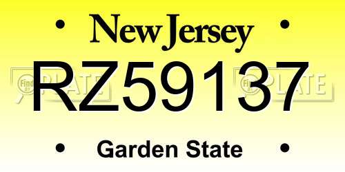 RZ59137 New Jersey License Plate