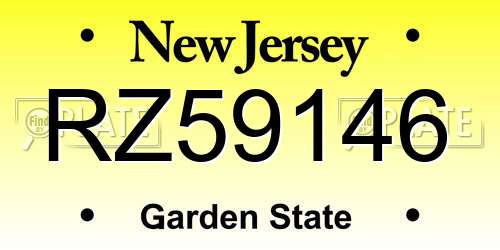 RZ59146 New Jersey License Plate