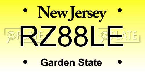 RZ88LE New Jersey License Plate