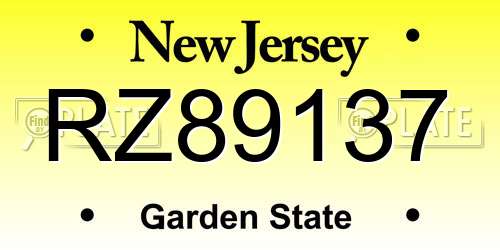 RZ89137 New Jersey License Plate