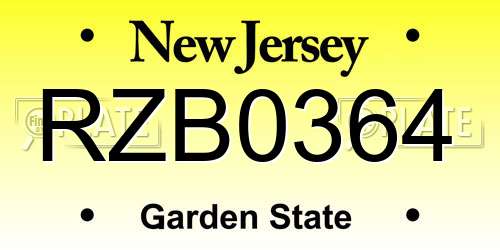 RZB0364 New Jersey License Plate