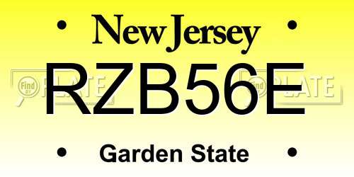 RZB56E New Jersey License Plate