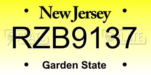 RZB9137 New Jersey License Plate