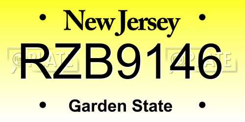 RZB9146 New Jersey License Plate