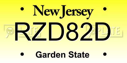 RZD82D New Jersey License Plate