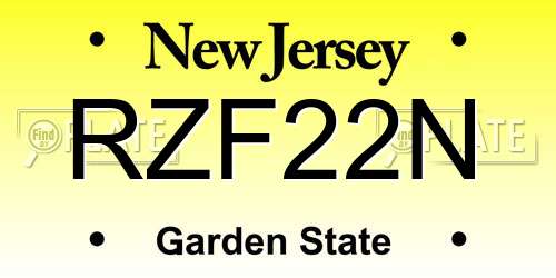 RZF22N New Jersey License Plate