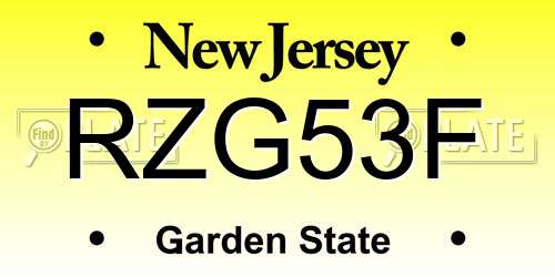 RZG53F New Jersey License Plate