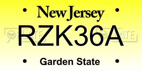RZK36A New Jersey License Plate