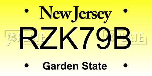RZK79B New Jersey License Plate