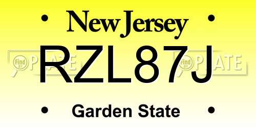 RZL87J New Jersey License Plate