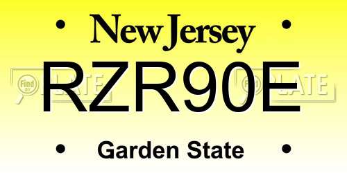 RZR90E New Jersey License Plate