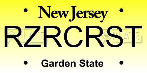 RZRCRST New Jersey License Plate