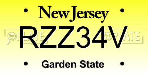 RZZ34V New Jersey License Plate