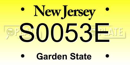 S0053E New Jersey License Plate