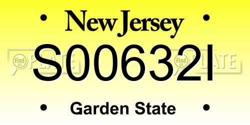 S00632I New Jersey License Plate