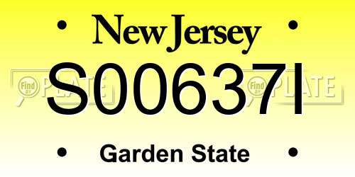 S00637I New Jersey License Plate
