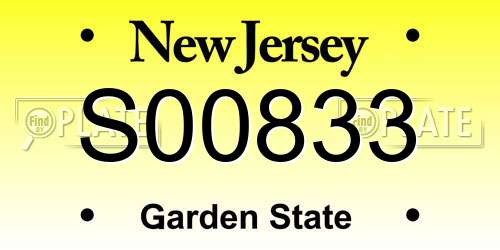 S00833 New Jersey License Plate