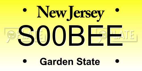 S00BEE New Jersey License Plate