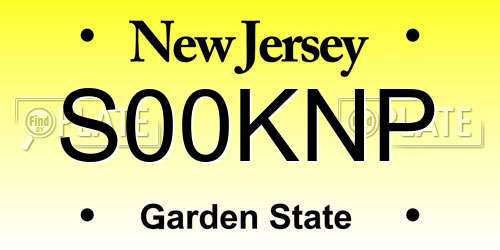 S00KNP New Jersey License Plate