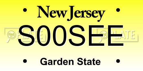 S00SEE New Jersey License Plate