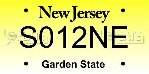 S012NE New Jersey License Plate