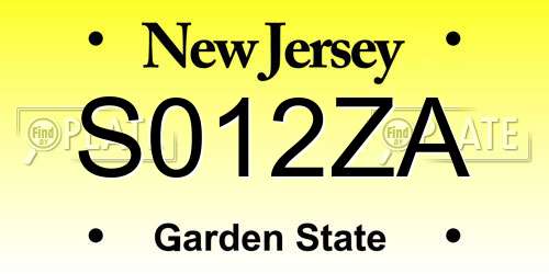 S012ZA New Jersey License Plate
